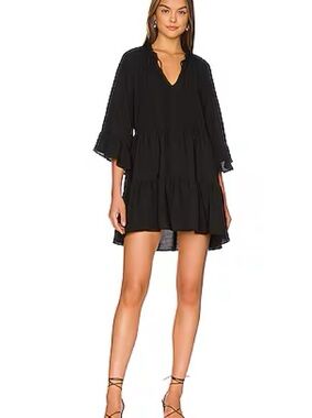 Show Me Your Mumu Revolve Viola Tiered Mini Dress Flowy Black Dress Small
